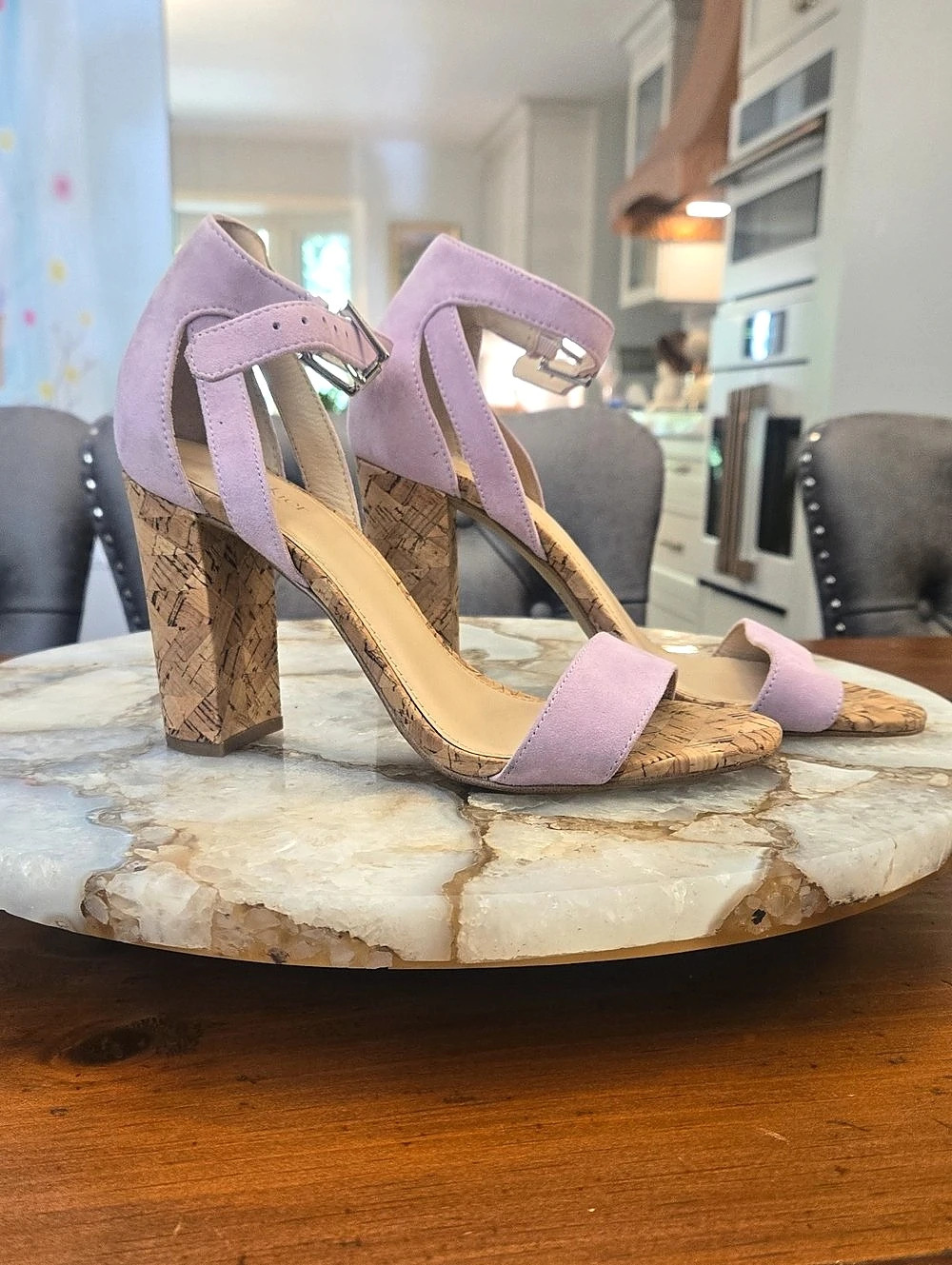 Euc botkier Gianna Suede Block Heel Sandal Pink Cork Heel Sandals US 6.5